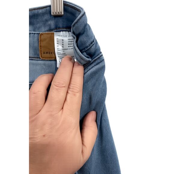 American Eagle Jegging Jeans Women 14 Light Wash Y2K Stretch 33x27.5 Ankle - Picture 10 of 10